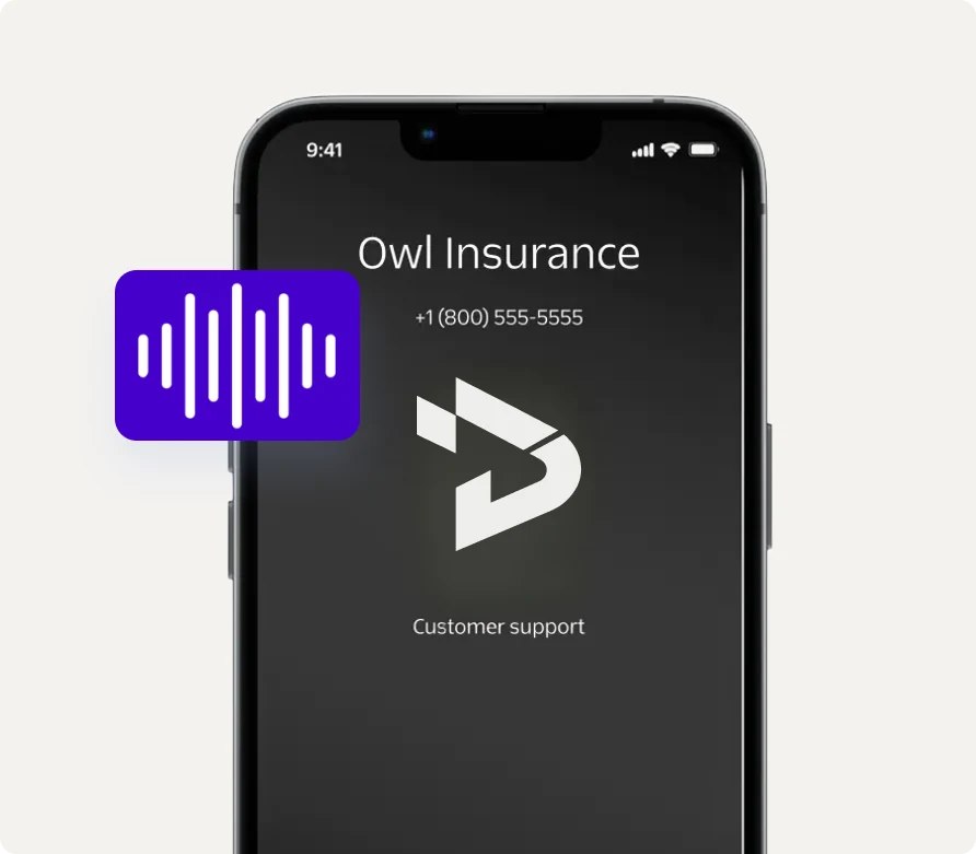 A business call in progress on a mobile handset, branded Prasmo